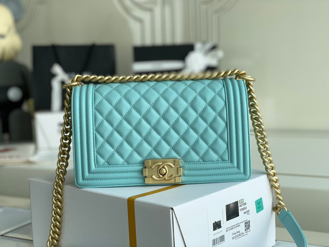 Quilted Caviar Leather Medium Boy Bag