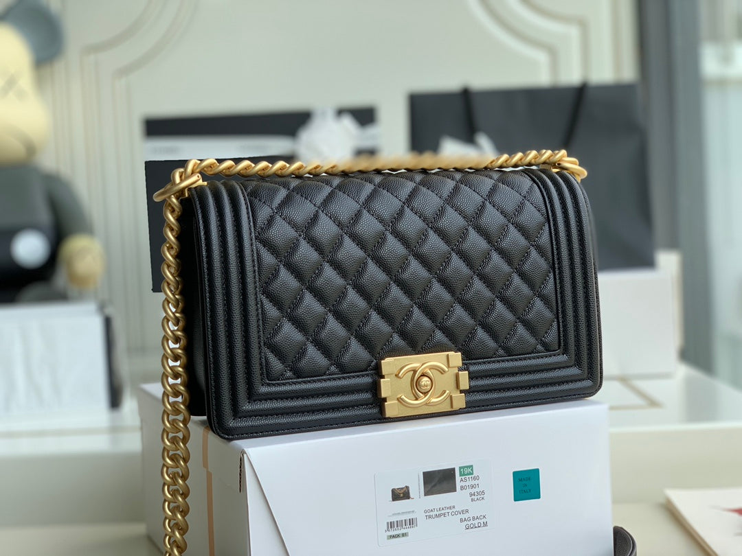 Quilted Caviar Leather Medium Boy Bag