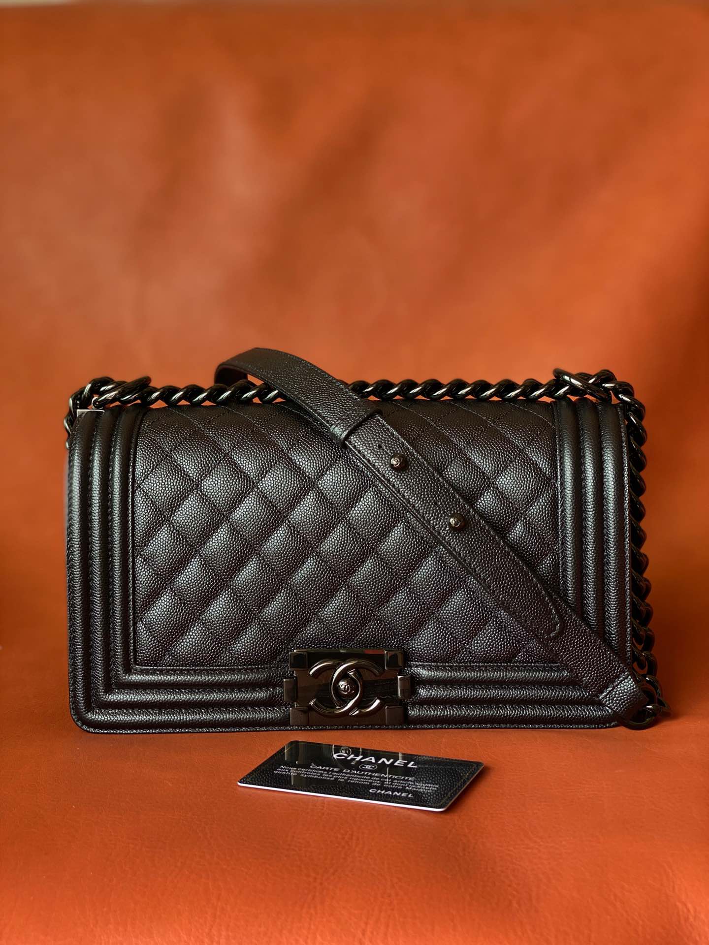 Quilted Caviar Leather Medium Boy Bag