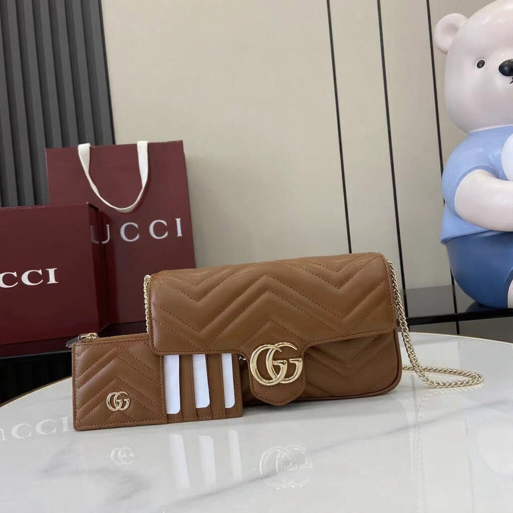 GG Marmont Small Shoulder Bag with Matching Card Holder