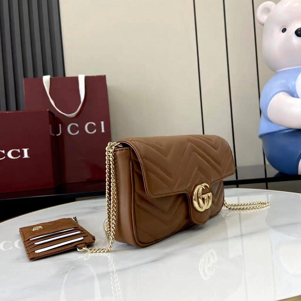GG Marmont Small Shoulder Bag with Matching Card Holder