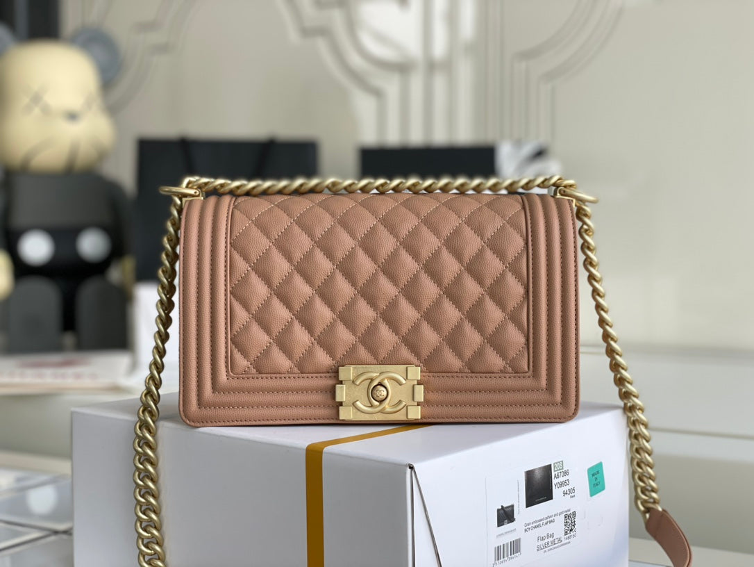 Quilted Caviar Leather Medium Boy Bag