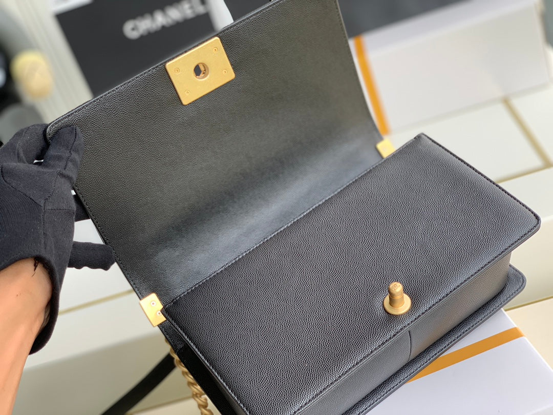 Quilted Caviar Leather Medium Boy Bag