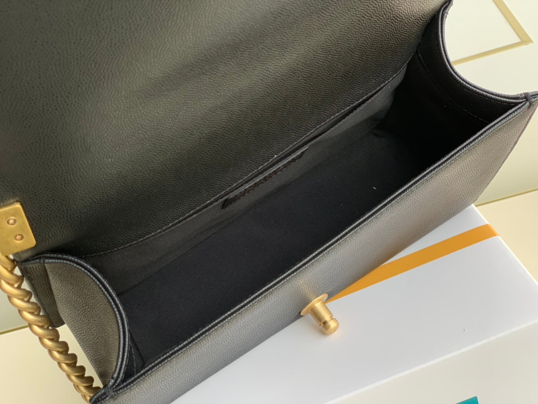 Quilted Caviar Leather Medium Boy Bag