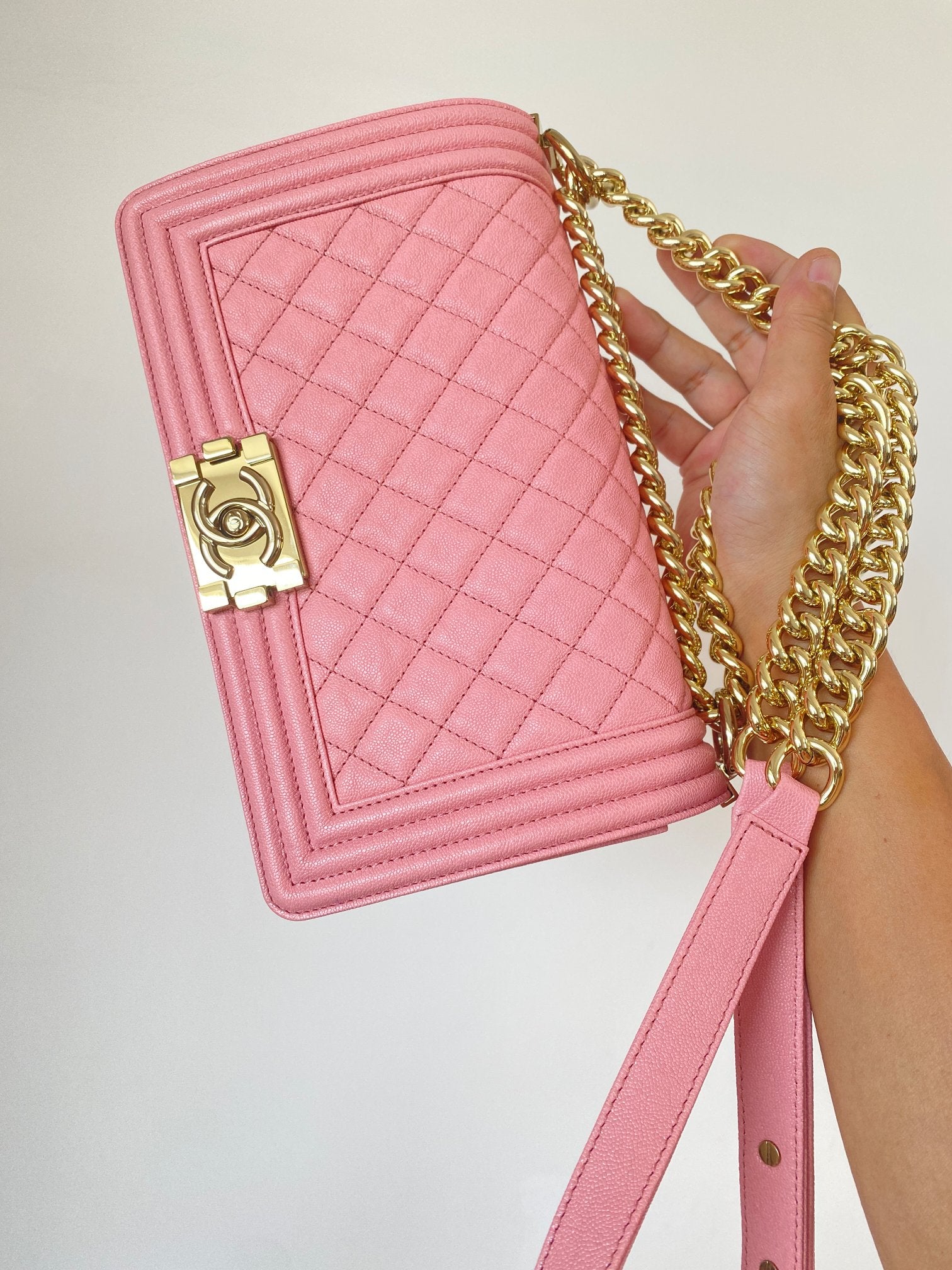 Quilted Caviar Leather Medium Boy Bag